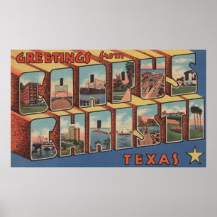 Póster Corpus Christi, Texas - Escenas de letras grandes