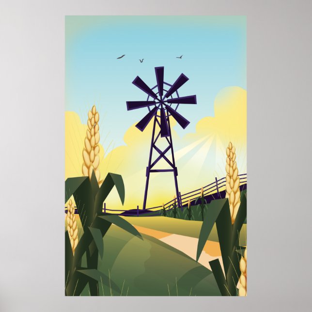 Póster Corral y molino de viento (Frente)