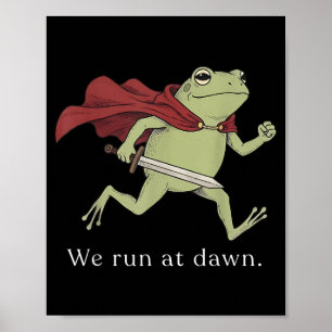 Póster Corre Al Amanecer Rana Divertida De Trotar Maratón