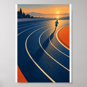 Póster Corredor al amanecer Motivación para correr en pis