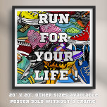 Póster Corredor de arte pop audaz<br><div class="desc">"Bold Pop Art Runner Jogger" es un diseño sorprendente que presenta un vibrante collage de zapatillas de colores audaces y dinámicos. Inspirada en la estética moderna del arte pop, es ideal para corredores, entusiastas de las zapatillas y amantes del arte contemporáneo. Este diseño es perfecto para camisetas, accesorios, decoración casera...</div>