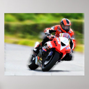 Póster Corredor del rojo de la motocicleta