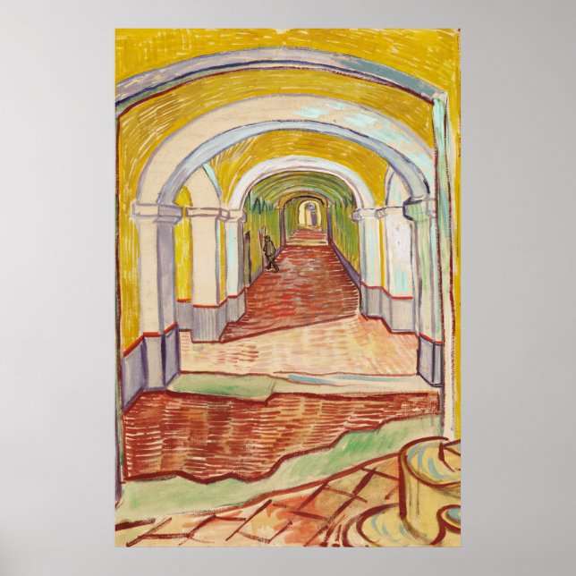 Póster Corredor en el asilo (por Vincent van Gogh) (Frente)