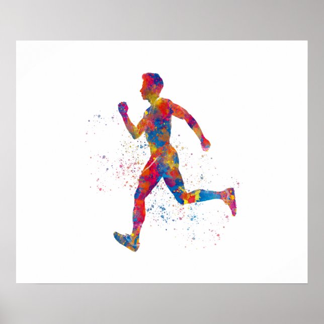 Póster Corredora atleta de color (Frente)