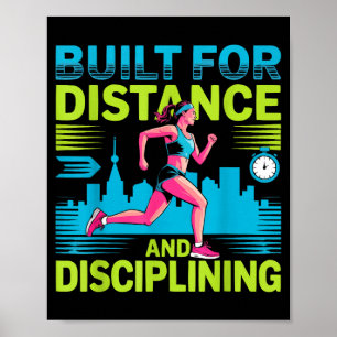 Póster Corredora de maratón mamá atleta pista y campo
