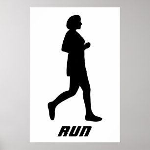 Póster Corredora femenina silueta negra corriendo correr