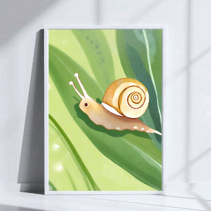 Póster Correo de Caracol   Pintura de Naturaleza en Acuar