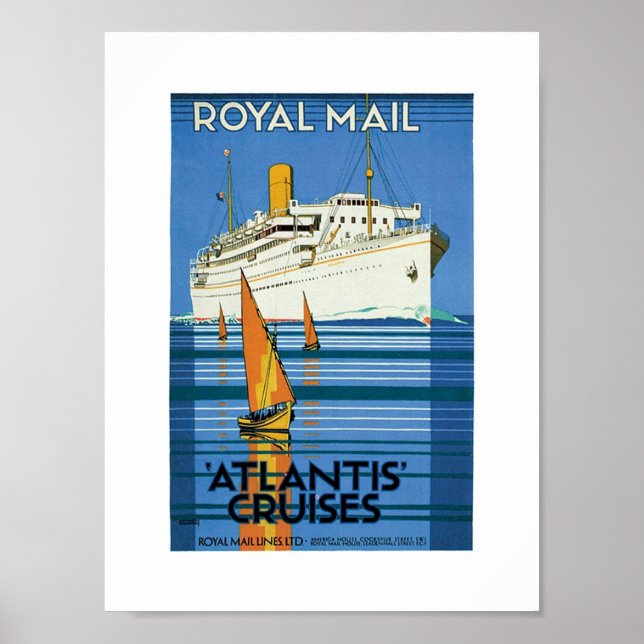 Póster Correo Real "Cruceros Atlantis" (Frente)