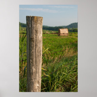Póster Correos y heno bales de la valla agrícola rural