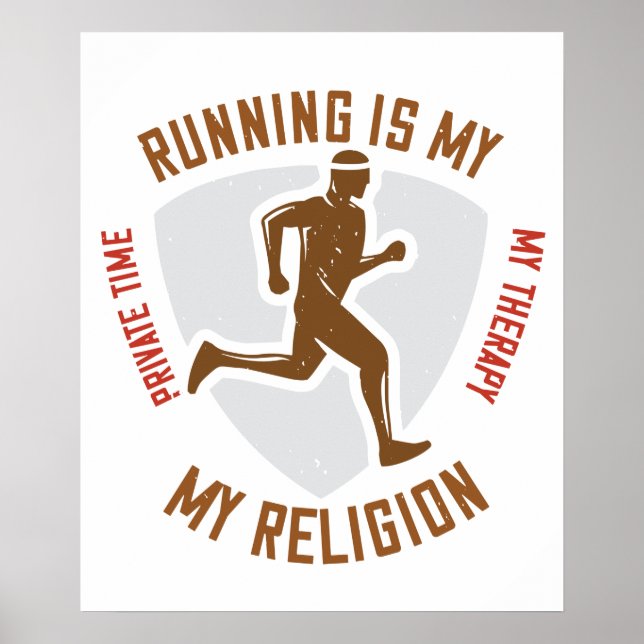 Póster Correr - Correr es terapia y religión (Frente)