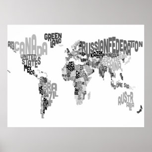Póster Correspondencia de texto del mundo