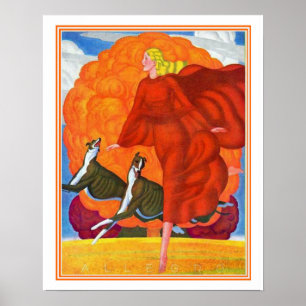 Póster "Corriendo con Greyhounds" Imprimir Art Deco 16x20