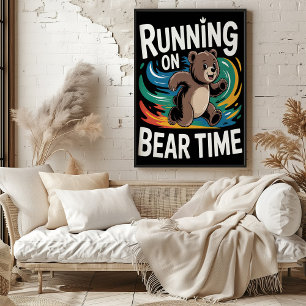 Póster Corriendo en el Ilustracion del tiempo del oso