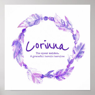 Póster Corrinna plumas cuentas wreath nombre que signific