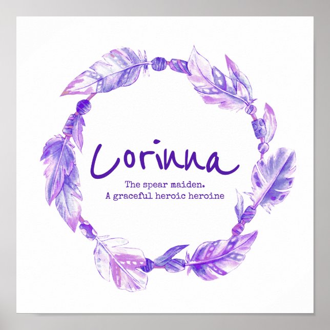 Póster Corrinna plumas cuentas wreath nombre que signific (Frente)