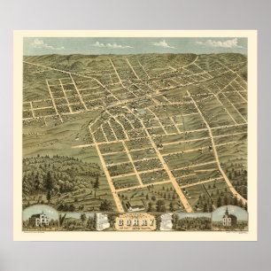Póster Corry, Mapa Panorámico PA - 1870