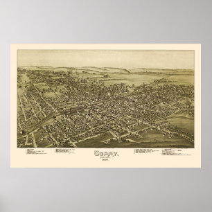Póster Corry, Mapa Panorámico PA - 1895