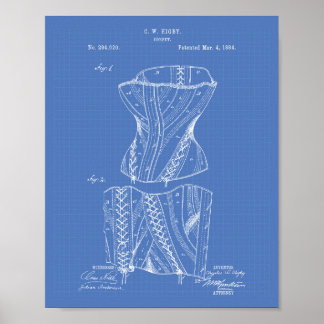 Póster Corset 1884 Patent Art Blueprint