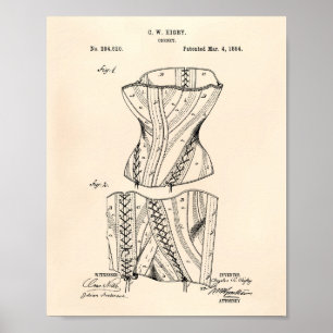 Póster Corset 1884 Patent Art Old Peper