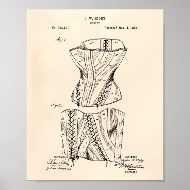 Póster Corset 1884 Patent Art Old Peper (Frente)