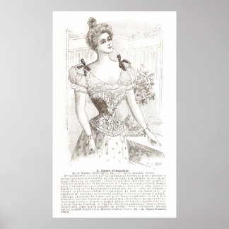 Póster Corset Pompadour Vintage French Lingerie