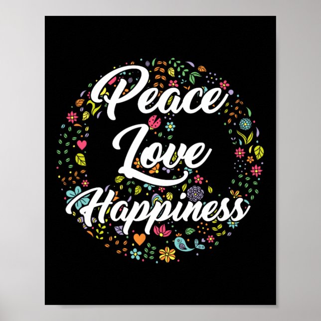 Póster Corta paz mundial amor felicidad paz seña hippie (Frente)
