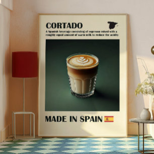 Póster Cortado Coffee Wall Art, Bebida Espresso Española
