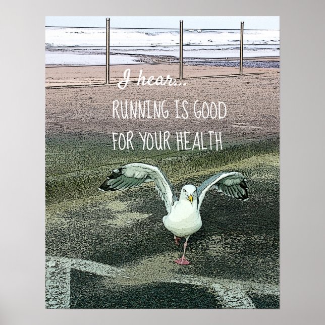Póster Cortar Gaviota Divertida Es Bueno Para Su Salud (Frente)