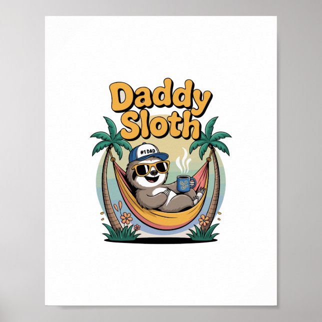 Póster Cortar papi Sloth Padre (Frente)