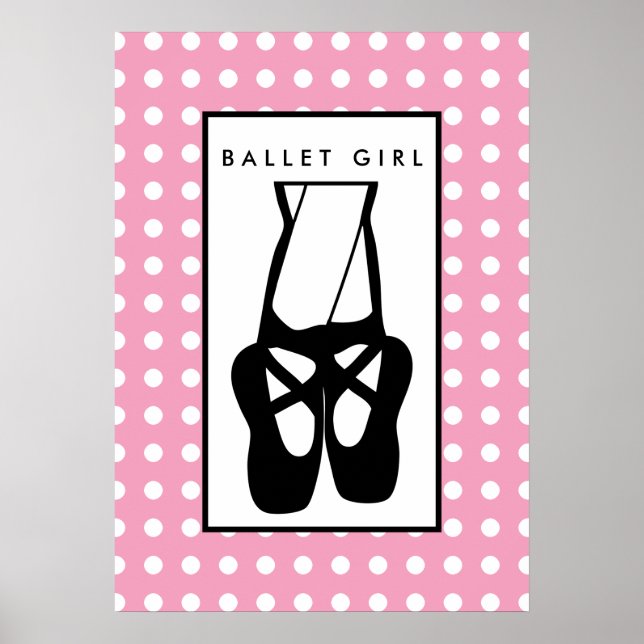 Póster Cortas zapatillas de ballet negro en punta (Frente)