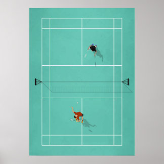 Póster Corte de Badminton ilustrada desde arriba