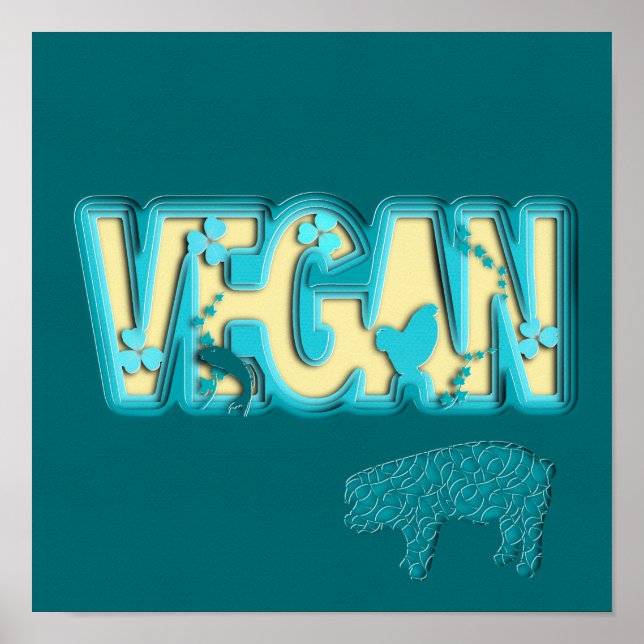 Póster Corte de papel vegano (Frente)