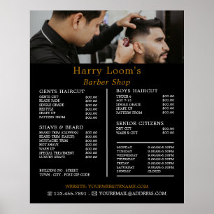 Póster Corte de Pelo Elegante, Lista de Precios de Barber