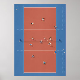 Póster Corte de voleibol ilustrada desde arriba