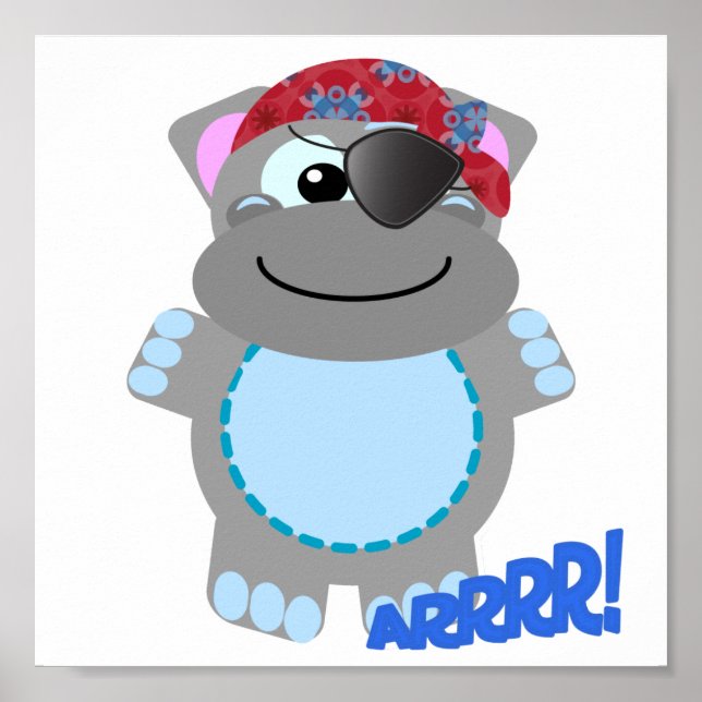 Póster Corte Goofkins pirata hipopótamo (Frente)