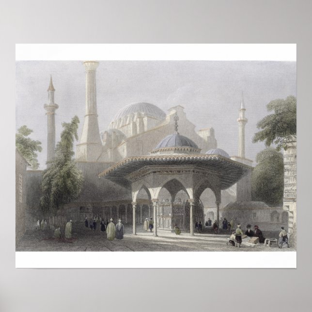 Póster Corte y fuente de Santa Sofía, Estambul, Enfermeda (Frente)