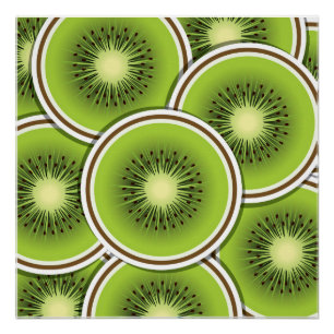 Póster Cortes de fruta kiwi funky