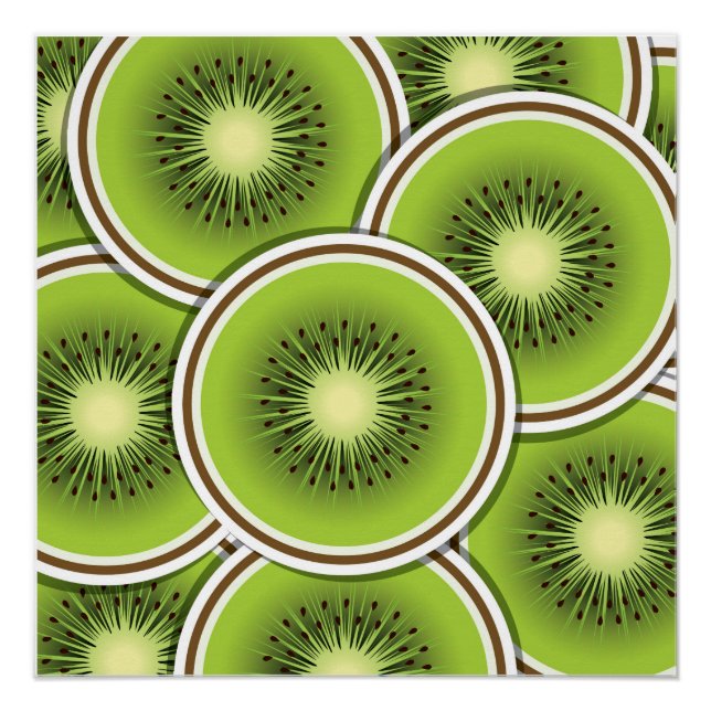 Póster Cortes de fruta kiwi funky (Anverso)