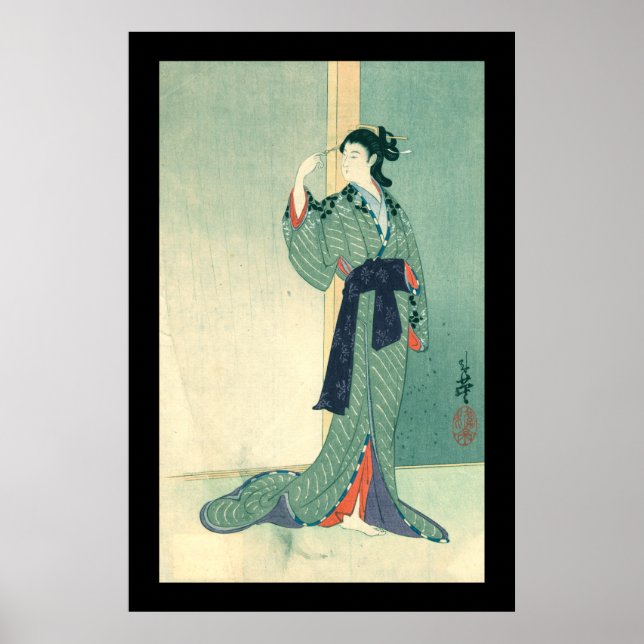 Póster Cortesan japonés (negro) (Frente)