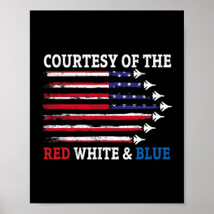 Póster Cortesía del rojo blanco y azul