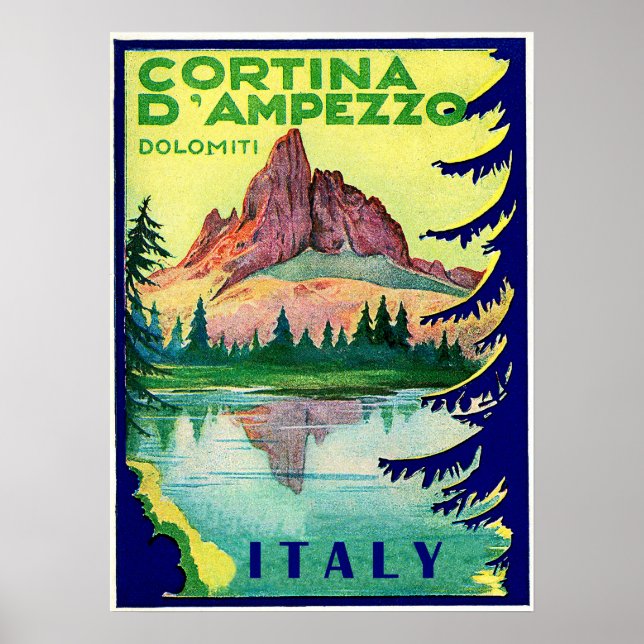 Póster Cortina D' Ampezzo, Dolomiti Alps, Italia, cosecha (Frente)