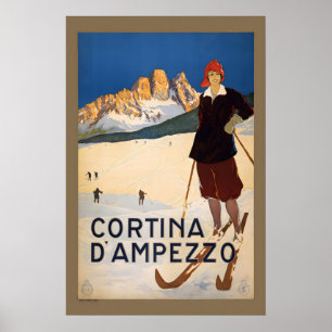 Póster Cortina d'Ampezzo920 Estación de Esquí al Estilo V