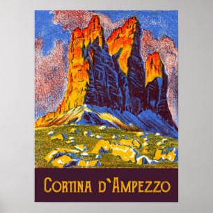 Póster Cortina d'Ampezzo, Montañas, Italia