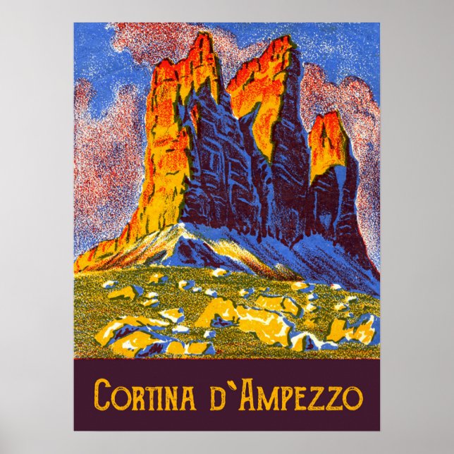 Póster Cortina d'Ampezzo, Montañas, Italia (Frente)