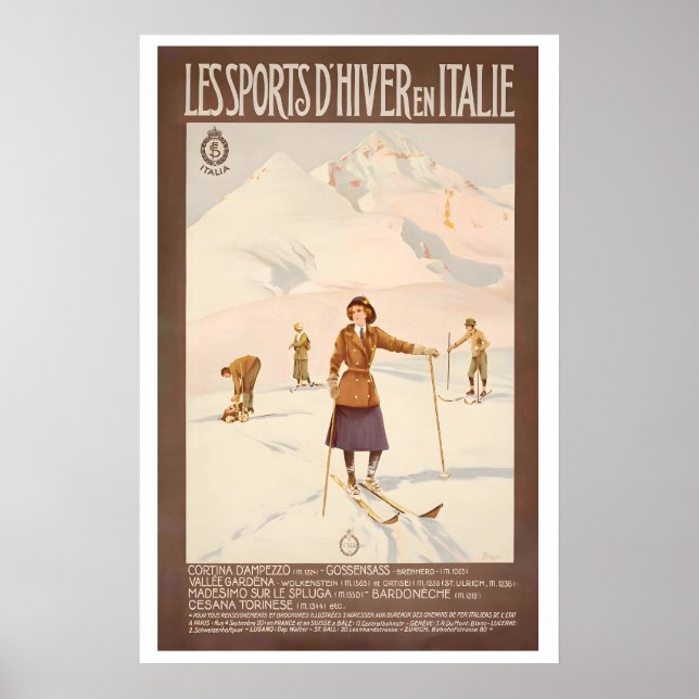 Póster Cortina D'Ampezzo Val Gardena Bardonecchia (Frente)