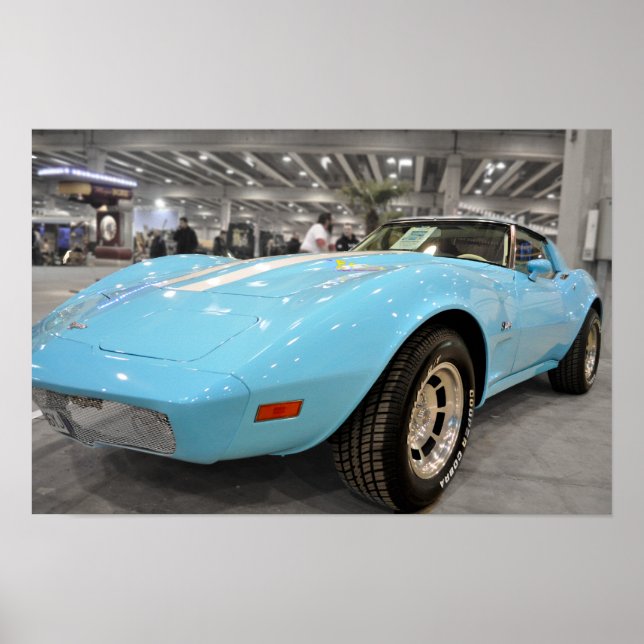 Póster Corvette azul bebé Poster (Frente)
