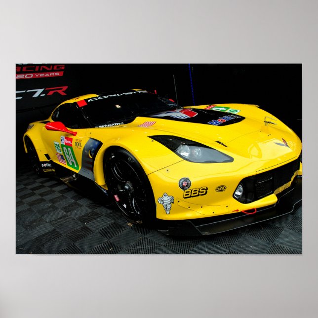 Póster Corvette de Chevrolet C7.R Vista lateral delantera (Frente)