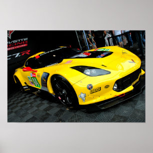 Póster Corvette de Chevrolet C7.R Vista lateral delantera
