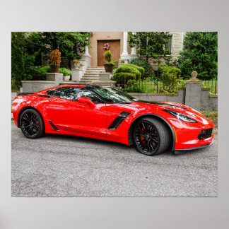 Póster Corvette de Chevrolet Red C7