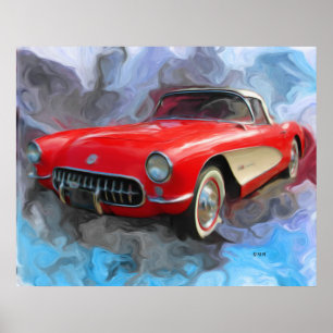 Póster Corvette en 1957